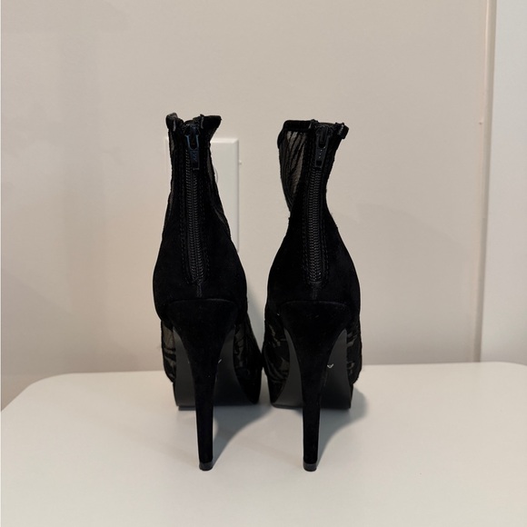 ALDO Black Lace Peep-Toe High Heel Booties - Picture 4 of 5